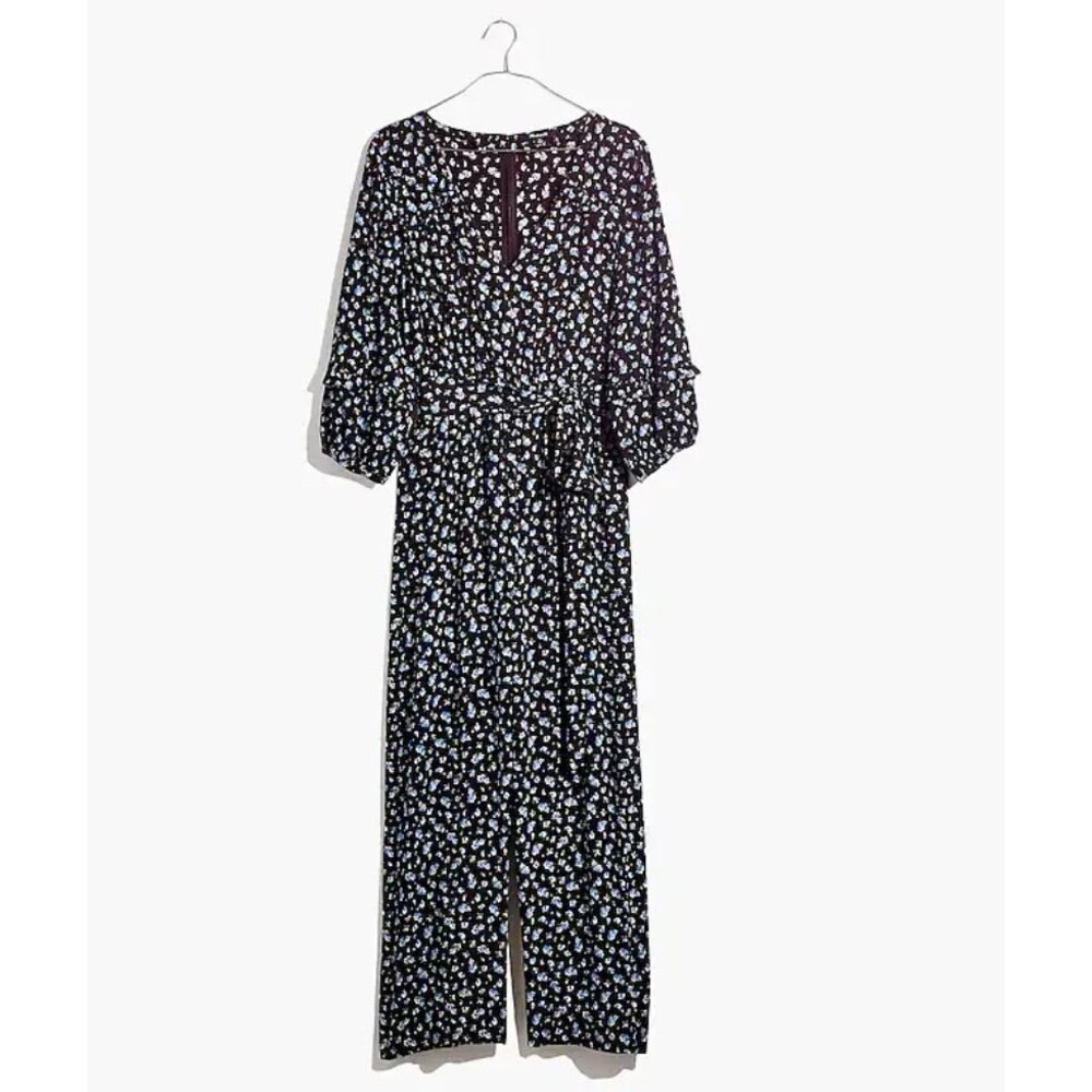 Madewell Ruffle-Sleeve Tie-Waist Jumpsuit in Baby's Breath Size Medium